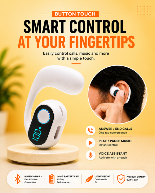 Clip-On Wireless Bluetooth Calling Earphone with LED Display (WSBD)