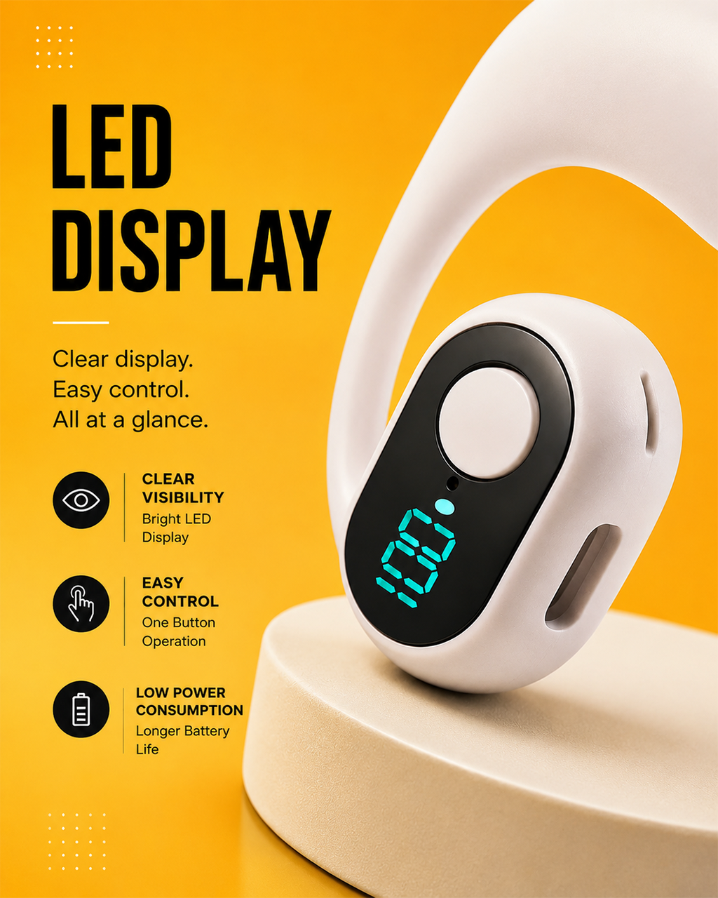Clip-On Wireless Bluetooth Calling Earphone with LED Display (WSBD)