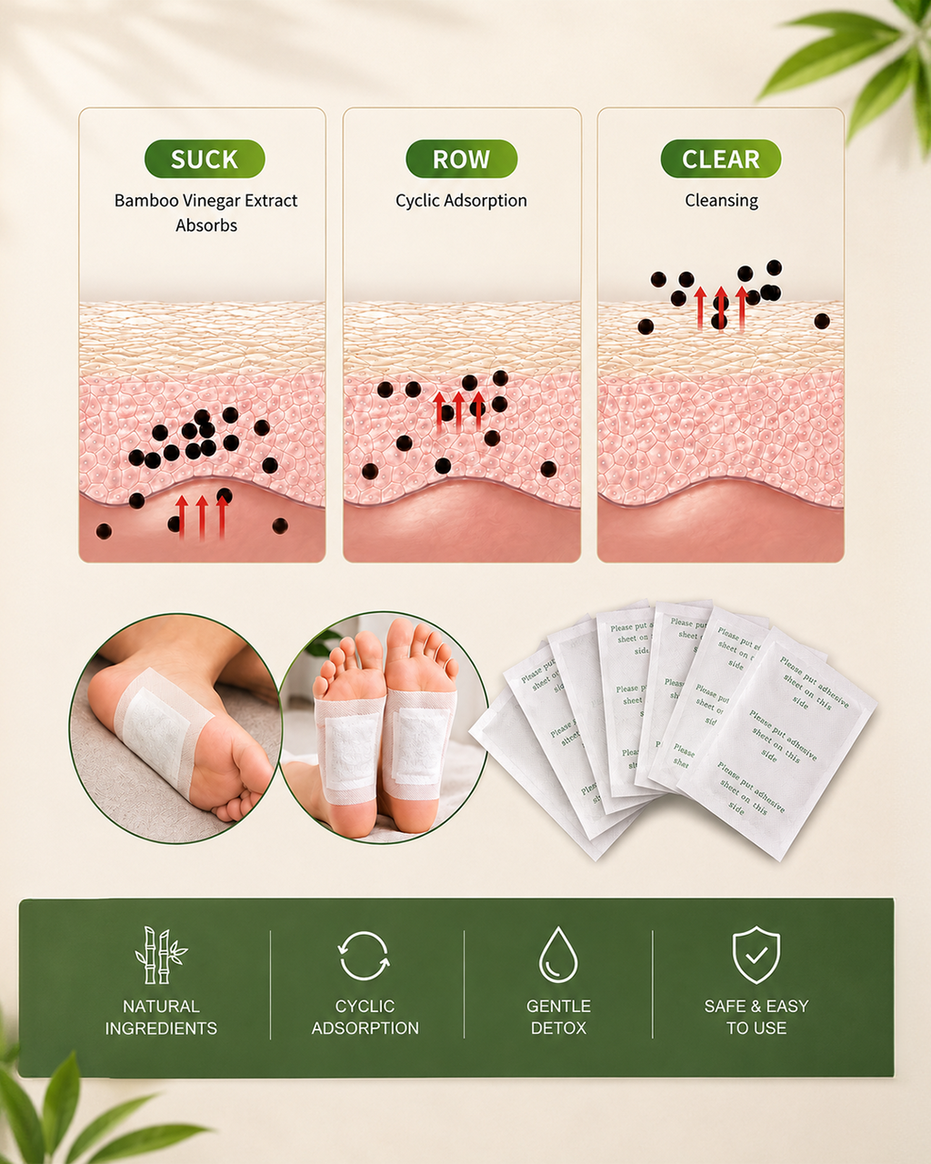 100% Herbal & Gentle Detox Foot Patches | Buy 1 Get 1 FREE [Pack of 20] @Just ₹399/-
