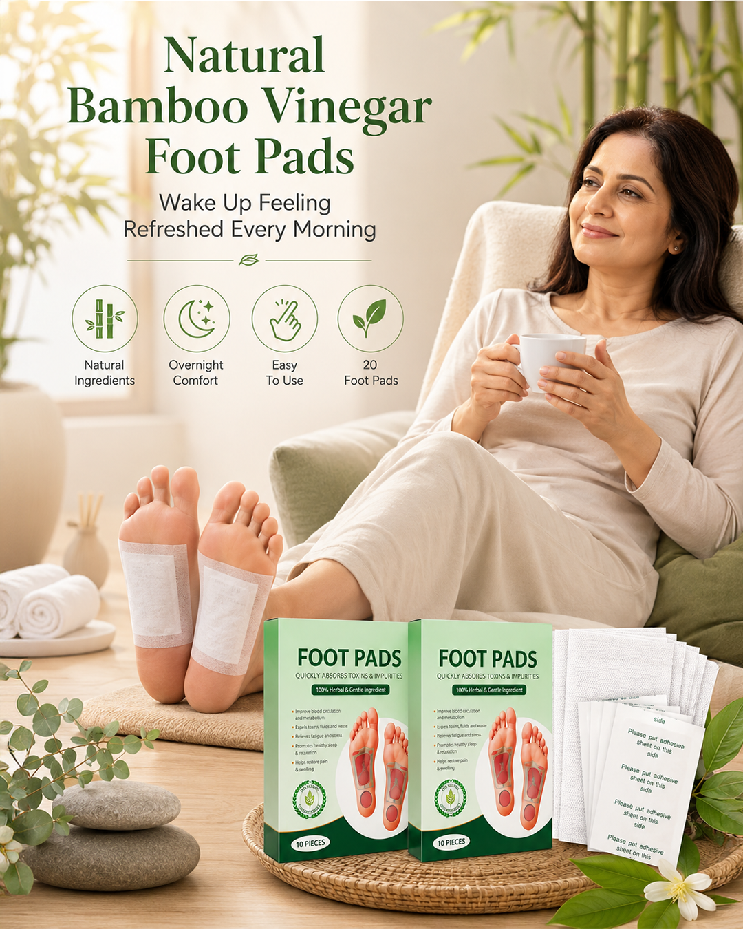 Natural Bamboo Vinegar Foot Pads [BUY 1 GET 1 FREE]