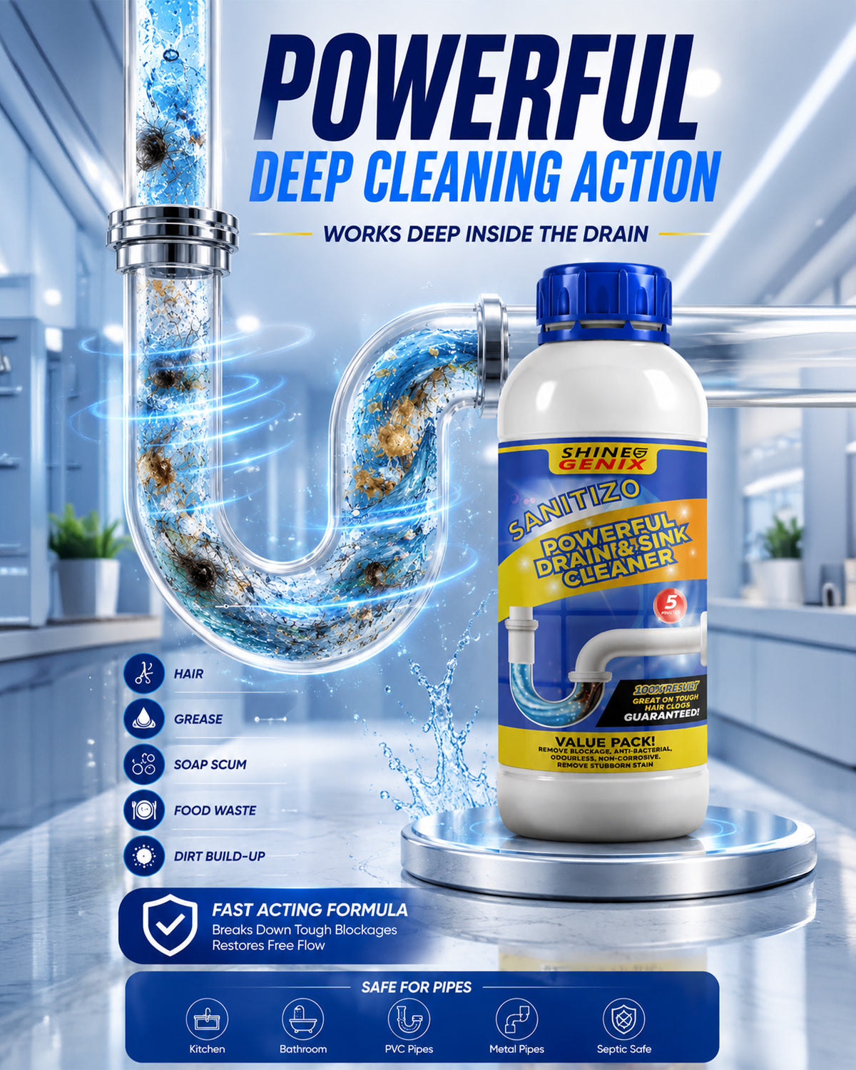 Powerful Sink & Drain Cleaner | Buy 1 Get 3 FREE @Just ₹599/-