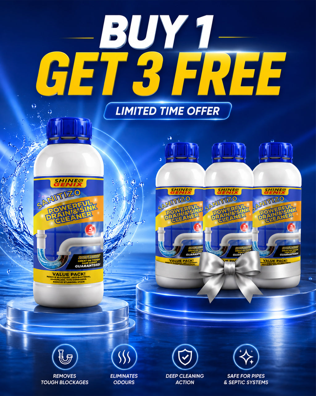Powerful Sink & Drain Cleaner | Buy 1 Get 3 FREE @Just ₹599/-